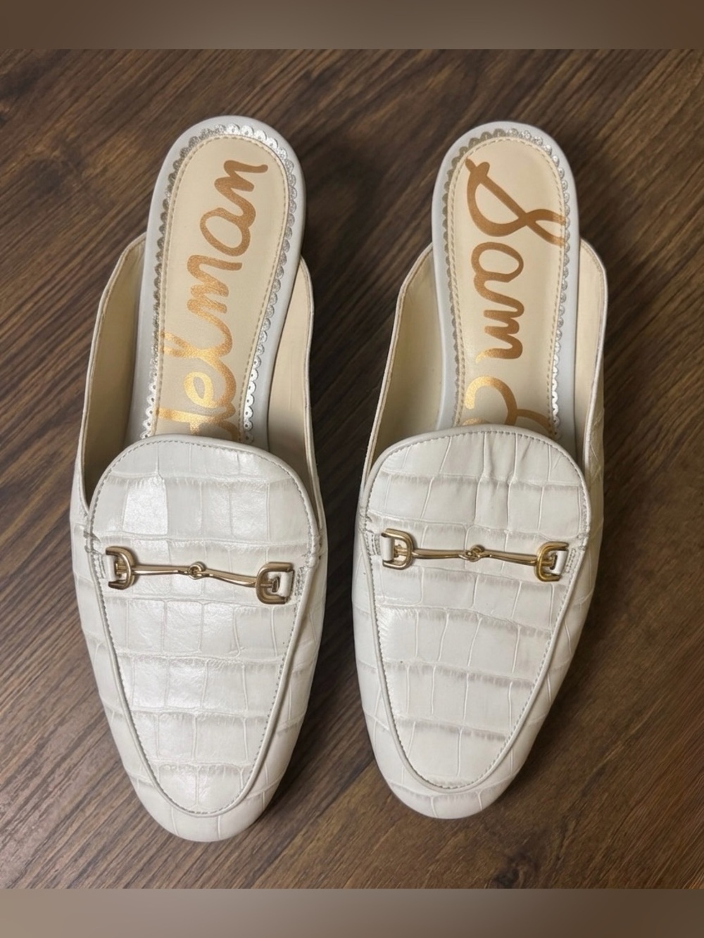 Sam Edelman Linnie Bit Mule White Croc Leather Loafers Size 8.5 - Picture 4 of 9
